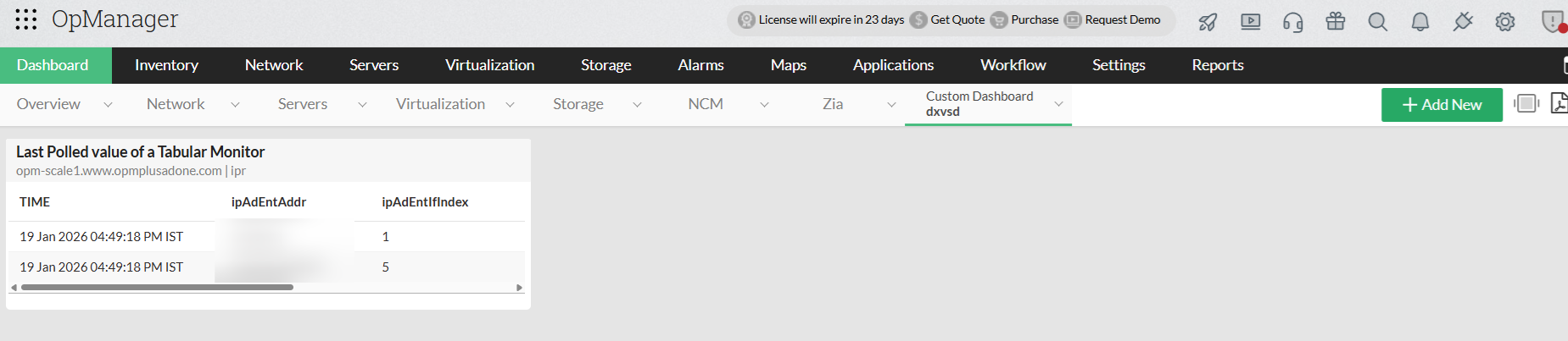 ManageEngine OpManager: Tabular OID Monitoring