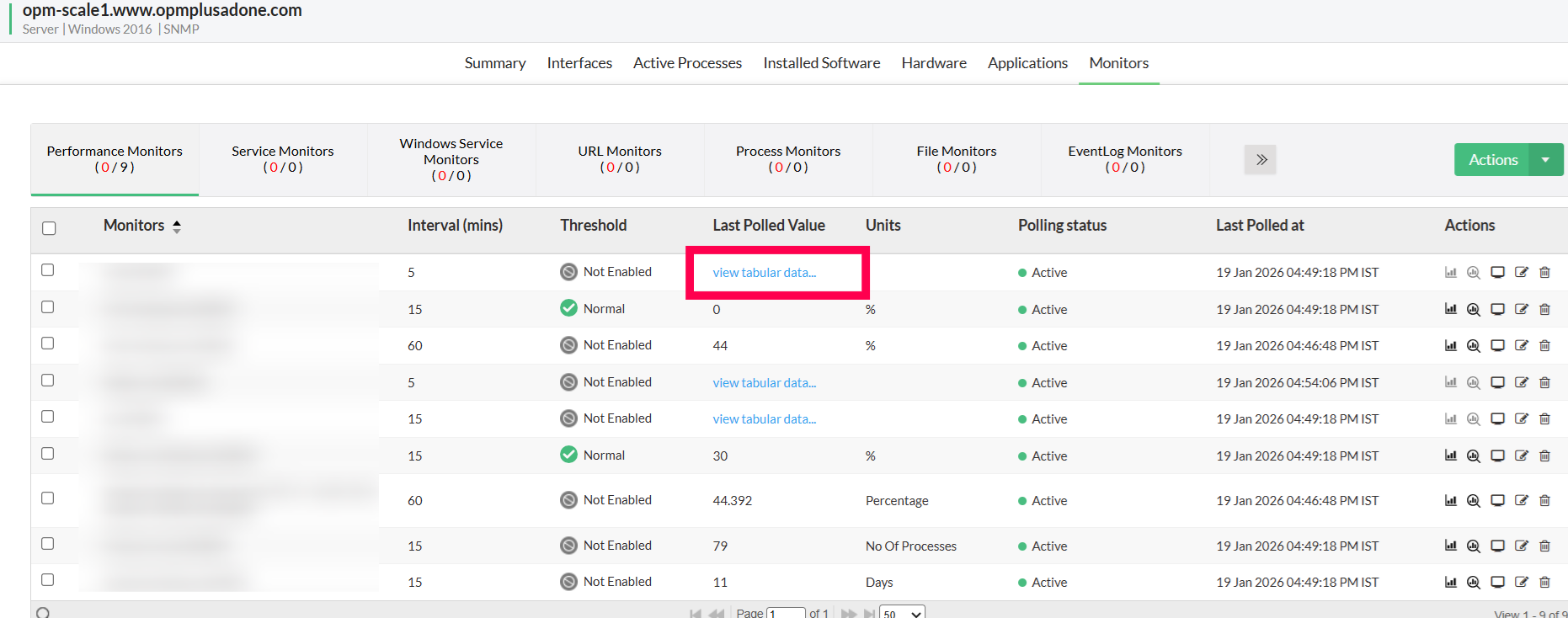 ManageEngine OpManager: Tabular OID Monitoring