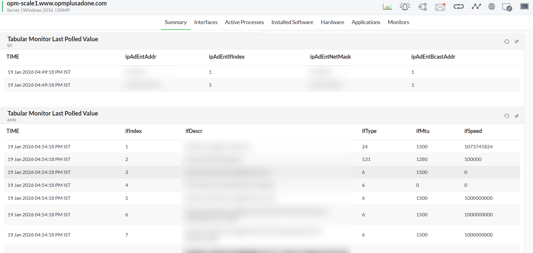 ManageEngine OpManager: Tabular OID Monitoring