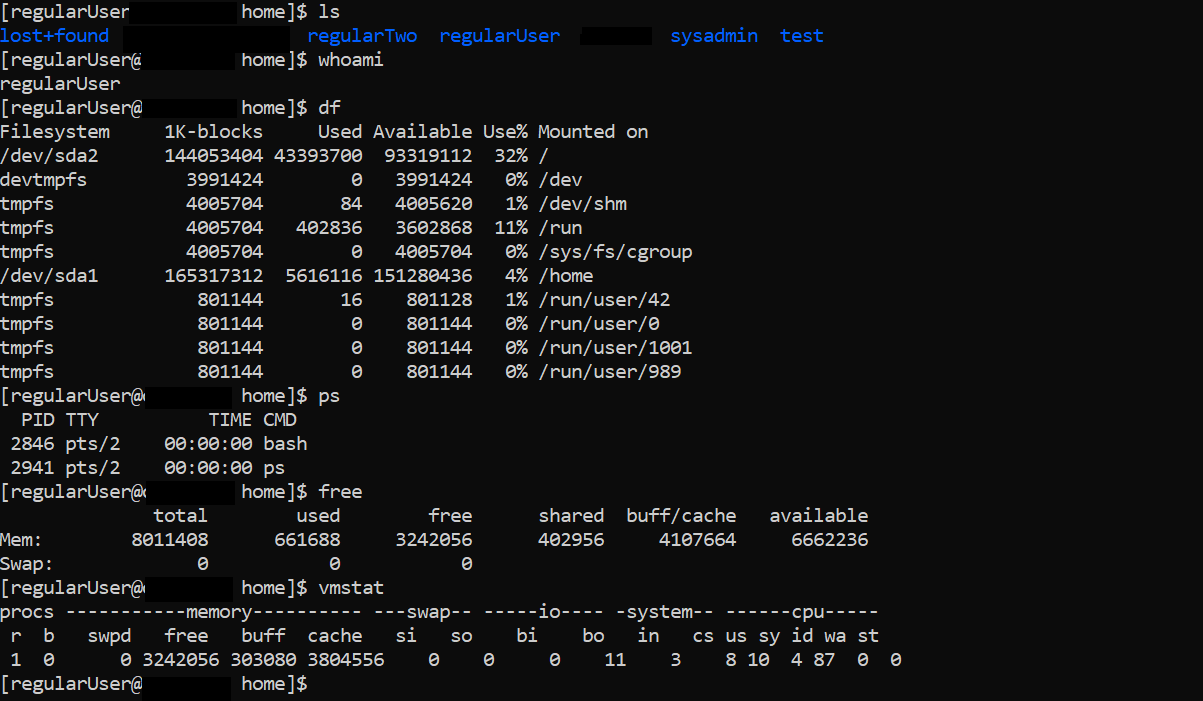 Regular user account for CLI monitoring