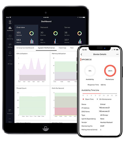 Dashboard de monitoramento de redes em aplicativo para dispositivos móveis