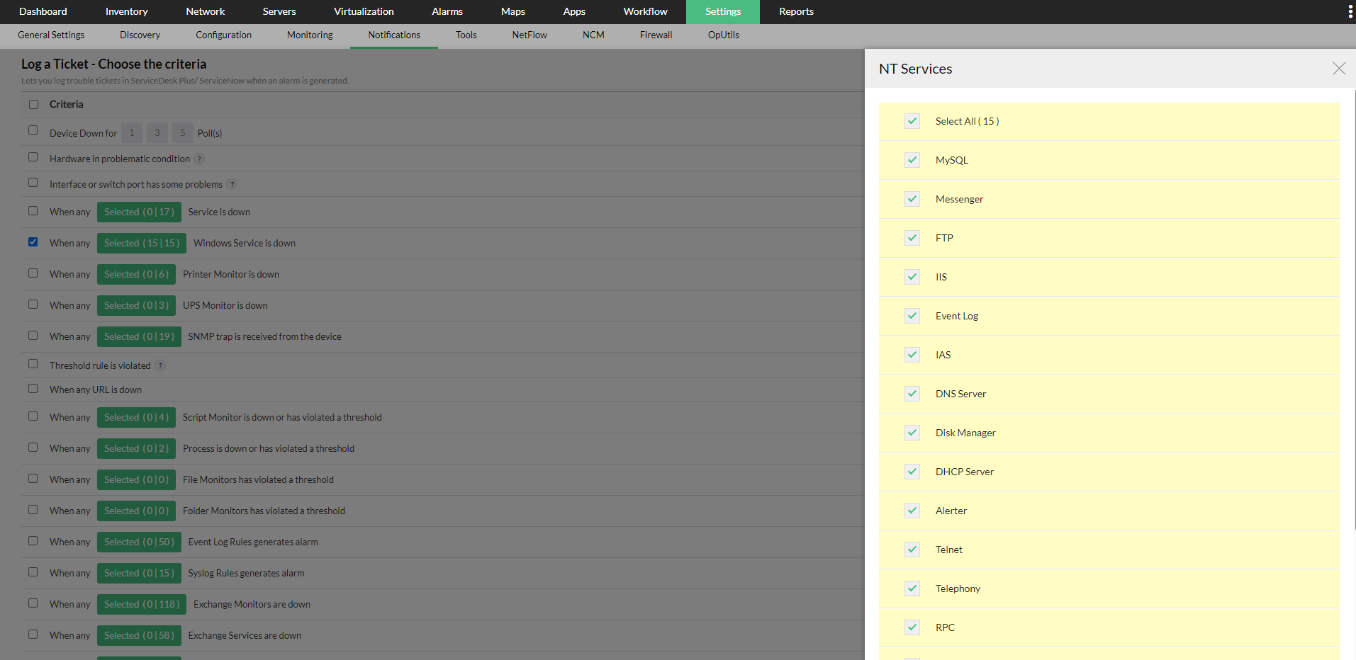 OpManager Log a ticket 3