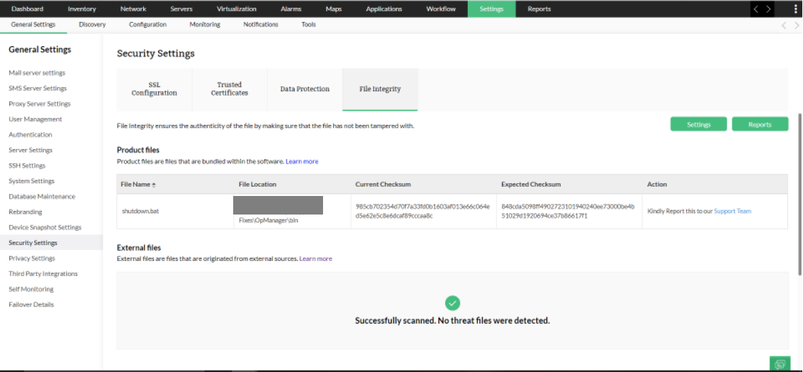 Product files in OpManager