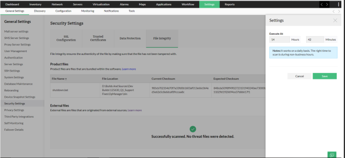 Scan settings in OpManager