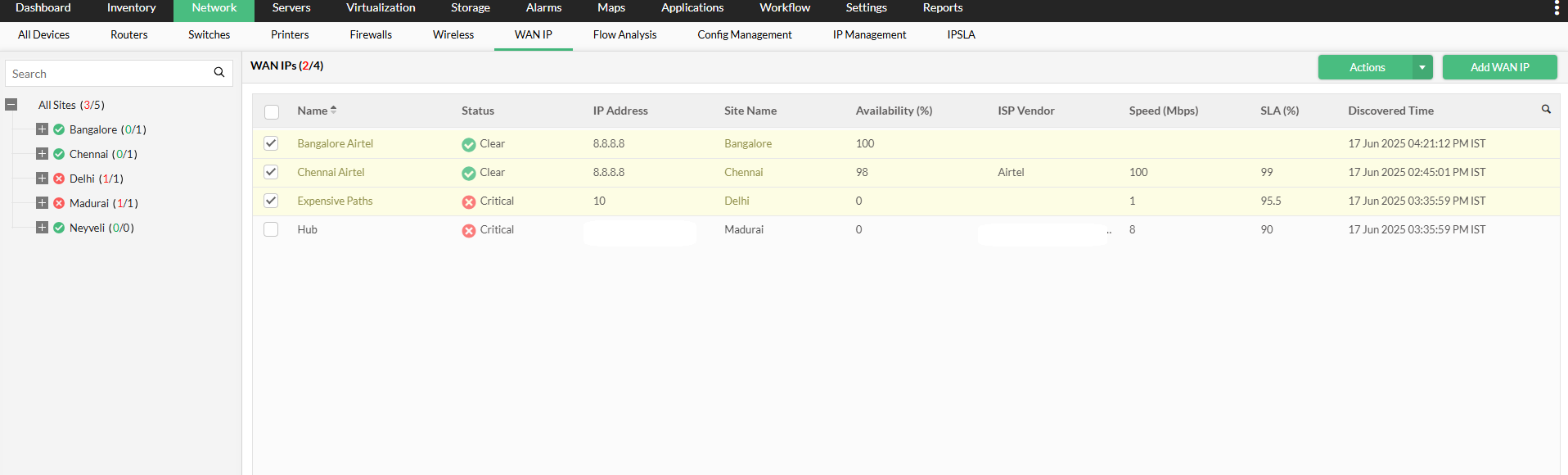 WAN IP monitoring WAN IP Monitoring - ManageEngine OpManager