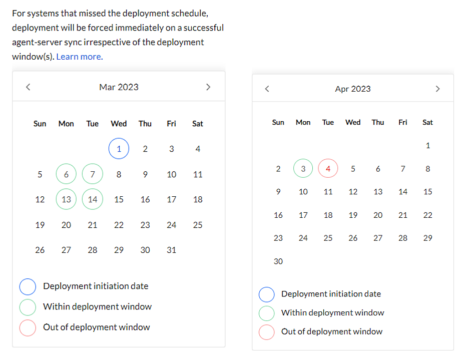 Deployment calendar