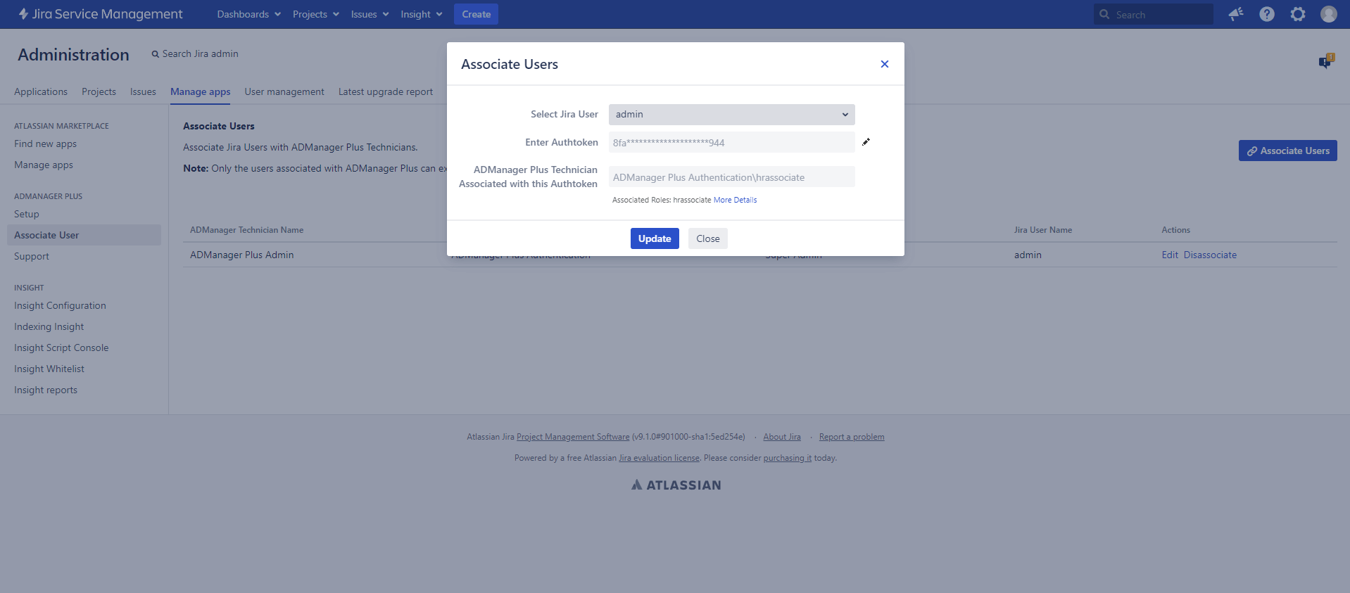 Jira integration settings