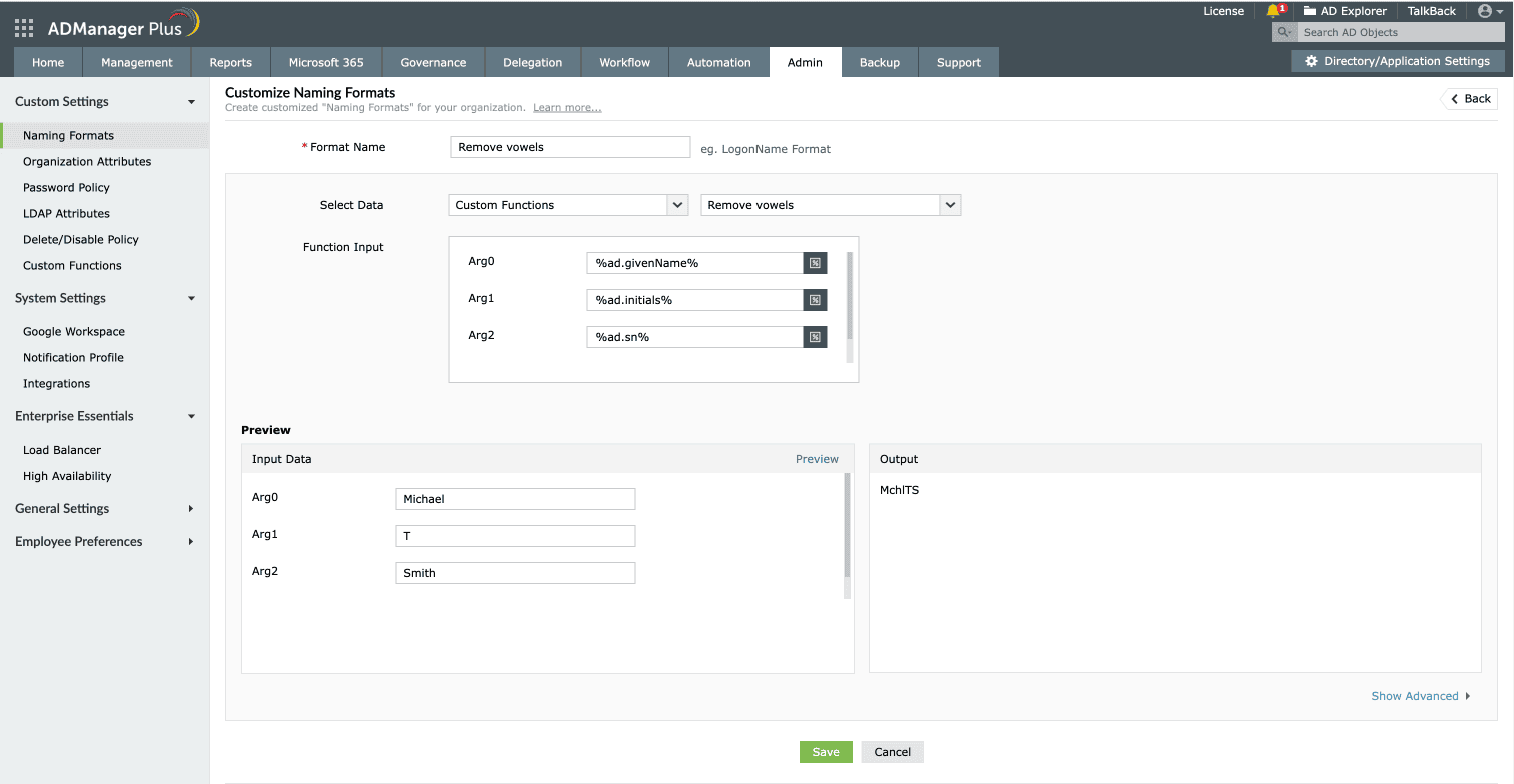 Creating logon names using custom function