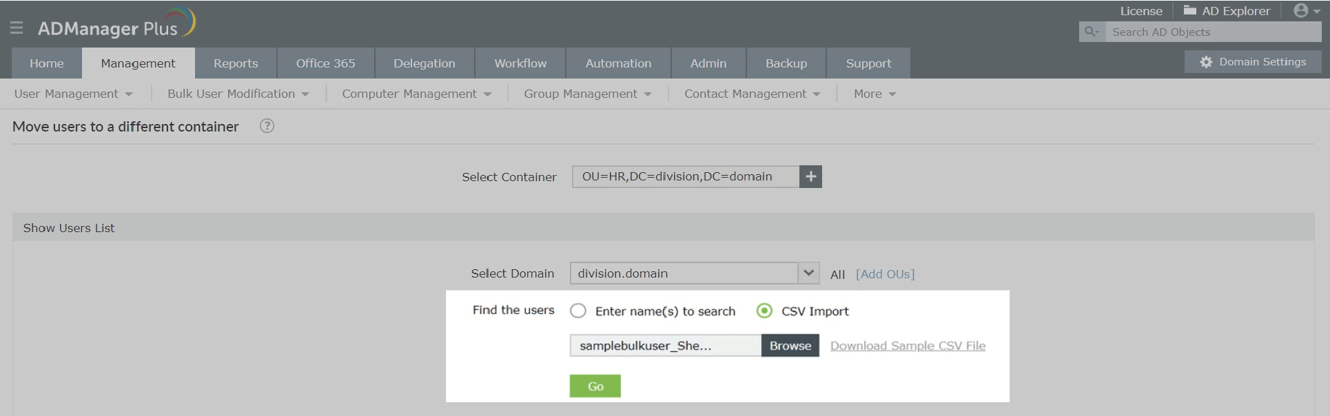 export list of ad users to csv file