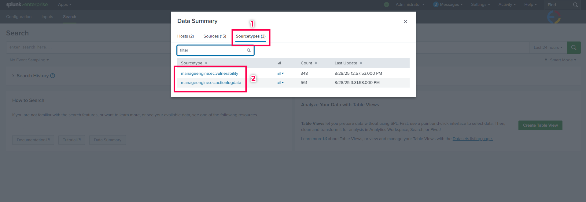 Splunk Data Summary Sourcetypes