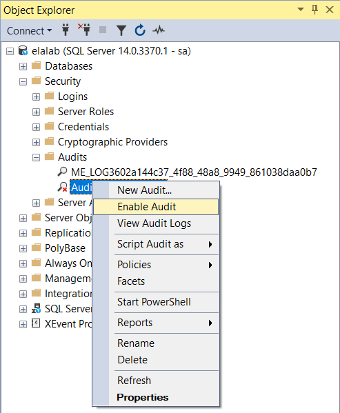 SQL Server Audit Feature Set Up