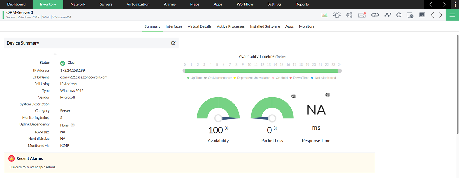 Device snapshot page