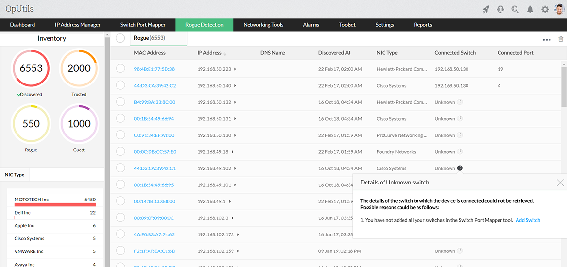 Dashboard de detección de dispositivos maliciosos con la integración de NetFlow Analyzer y OpUtils