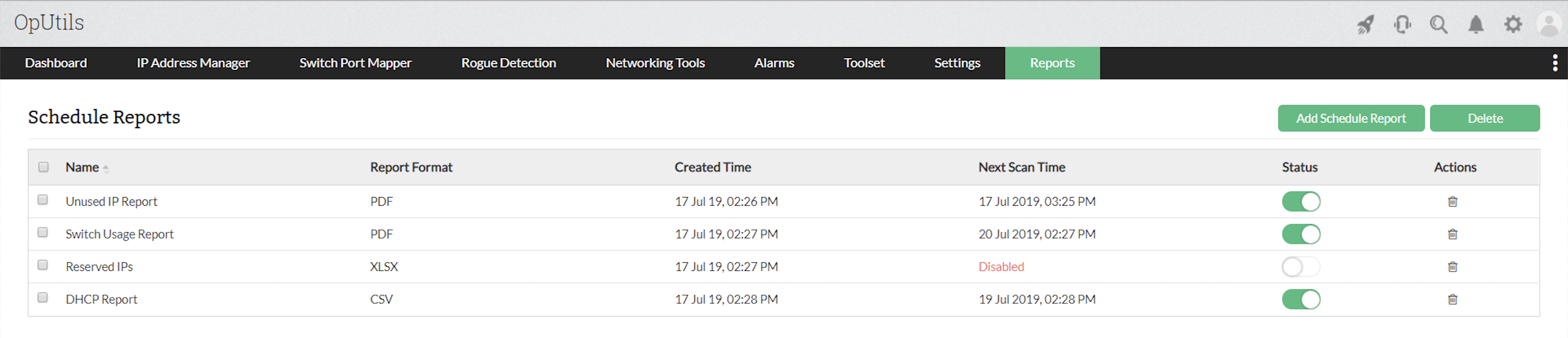 Schedule Reports