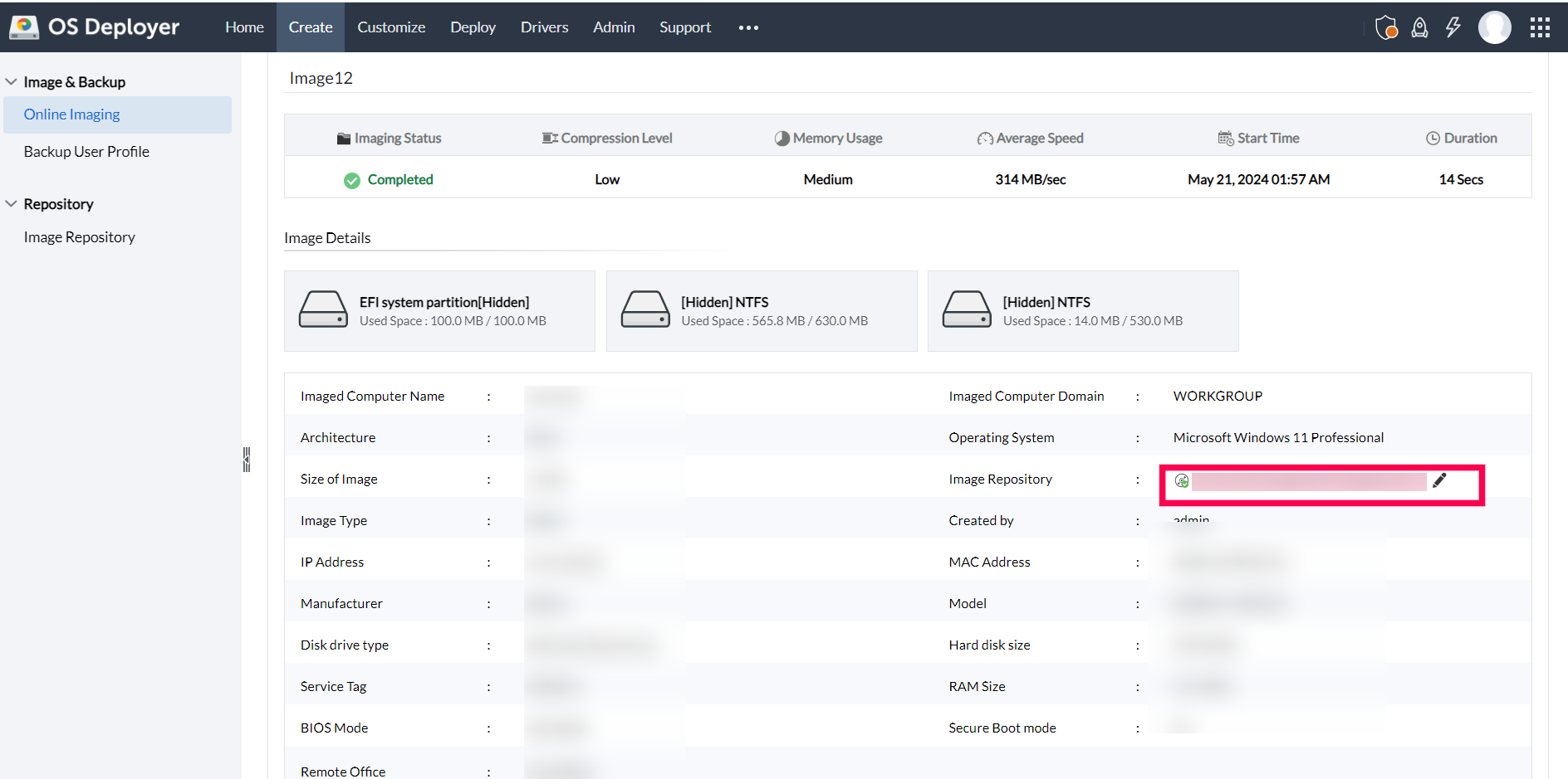 Image migration - ManageEngine OS Deployer