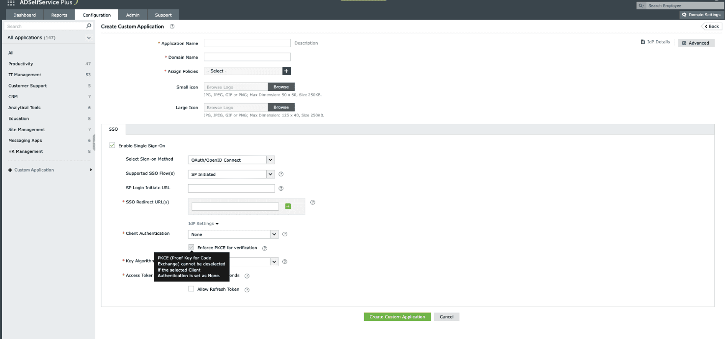 Selecting the None client authentication mode for authenticating the SP's access token request.