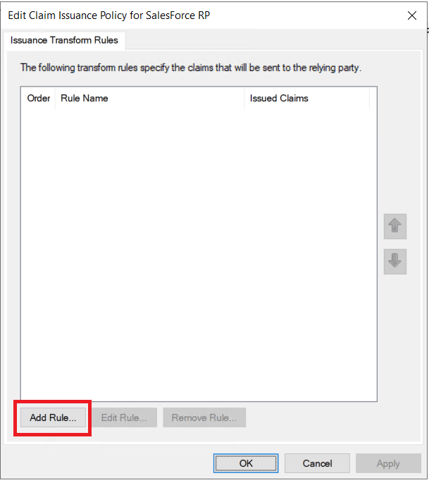 Edit claim rules for Salesforce RP
