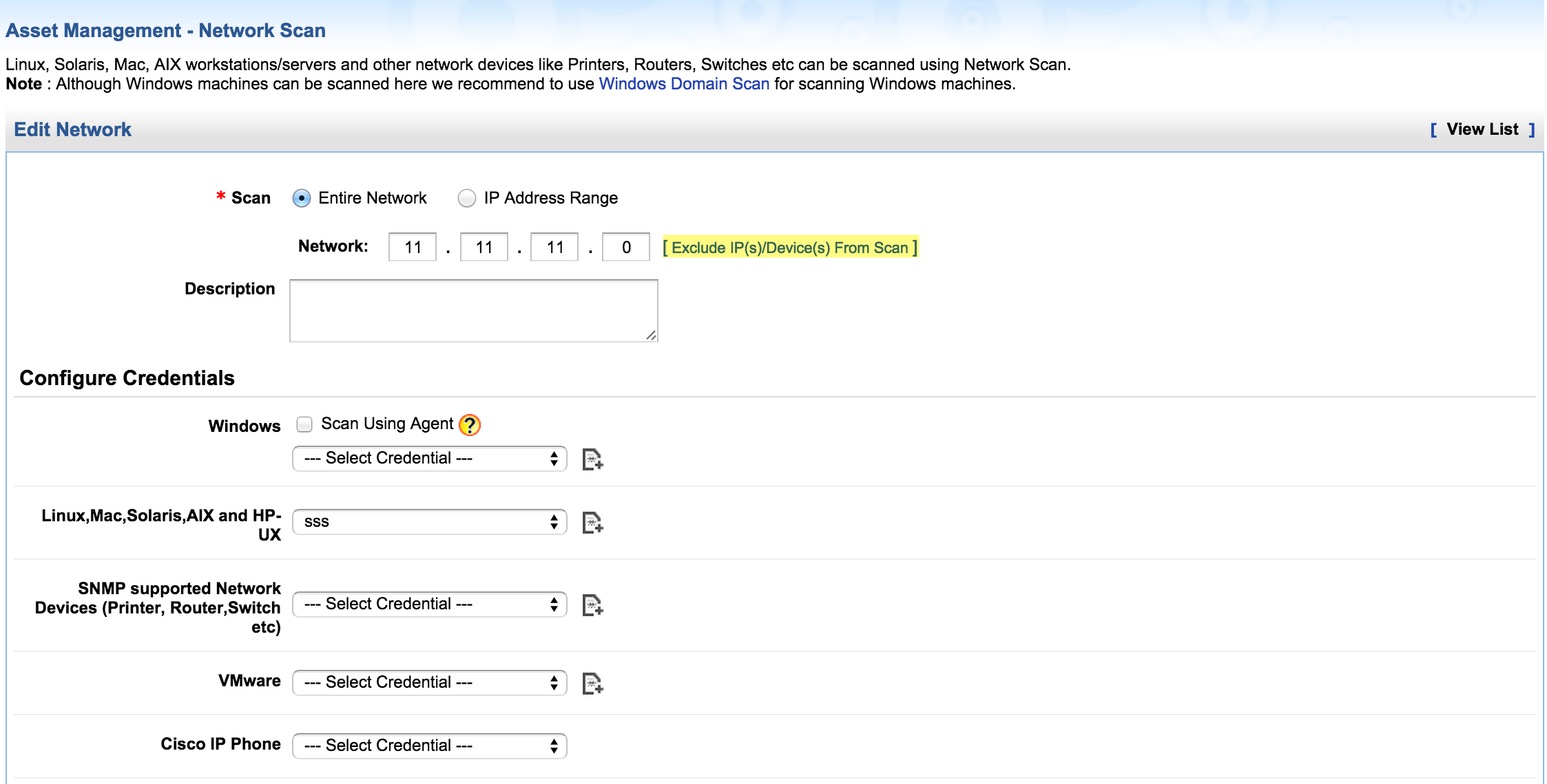 Exclude device / IP during discovery | IT asset scanning