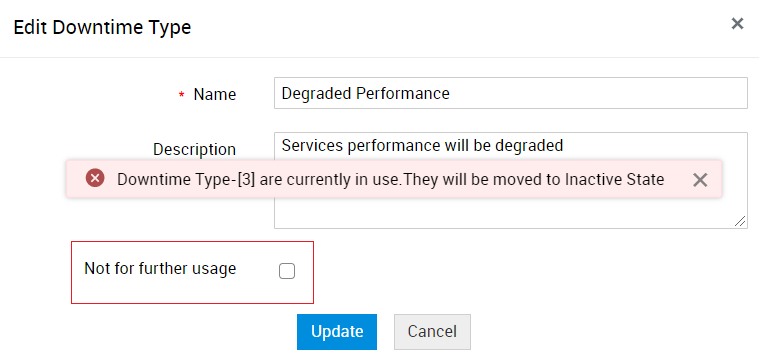 not for usage downtime