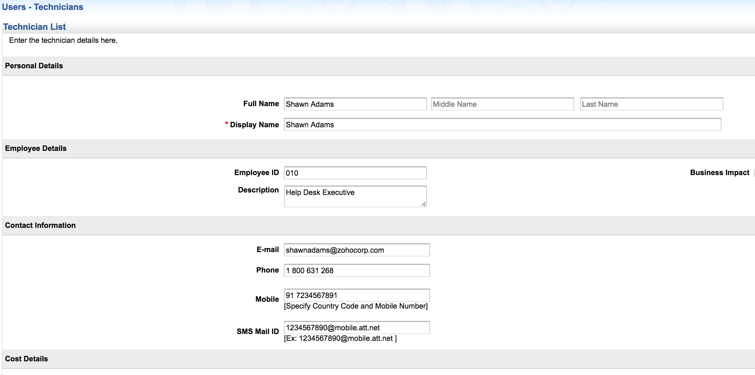 Organization Details Help Desk Admin Guide