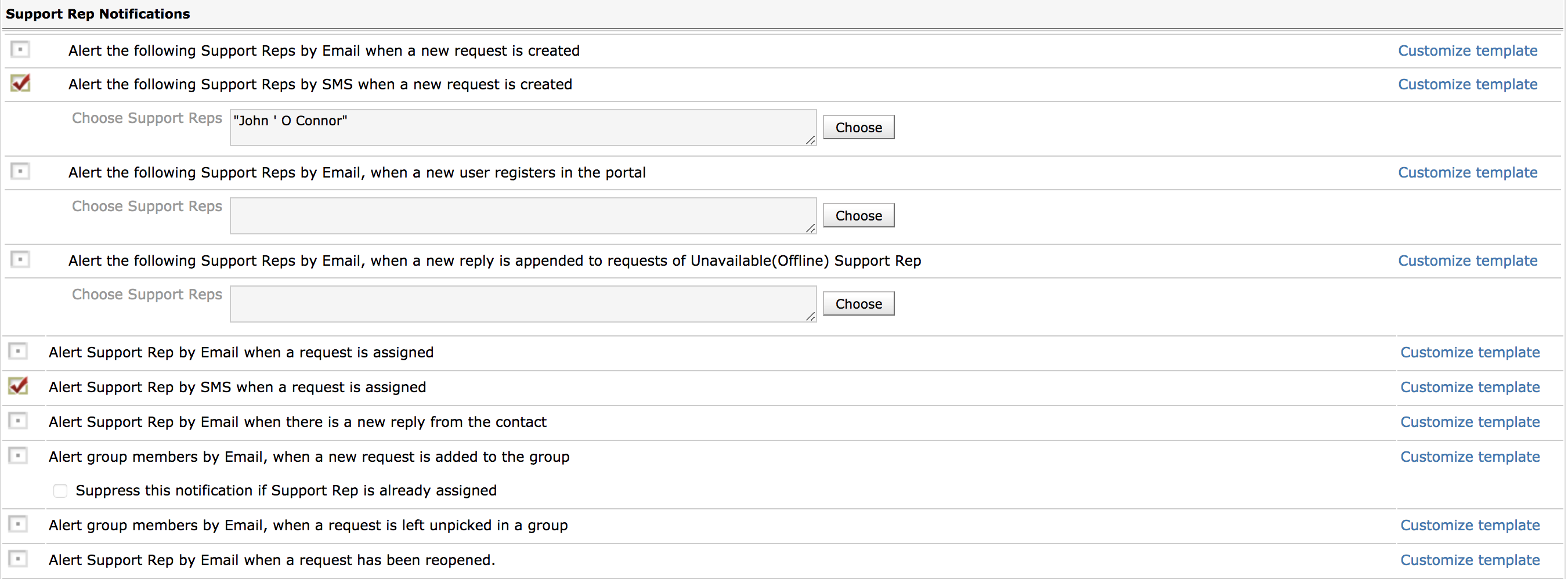 Sms Notification Settings