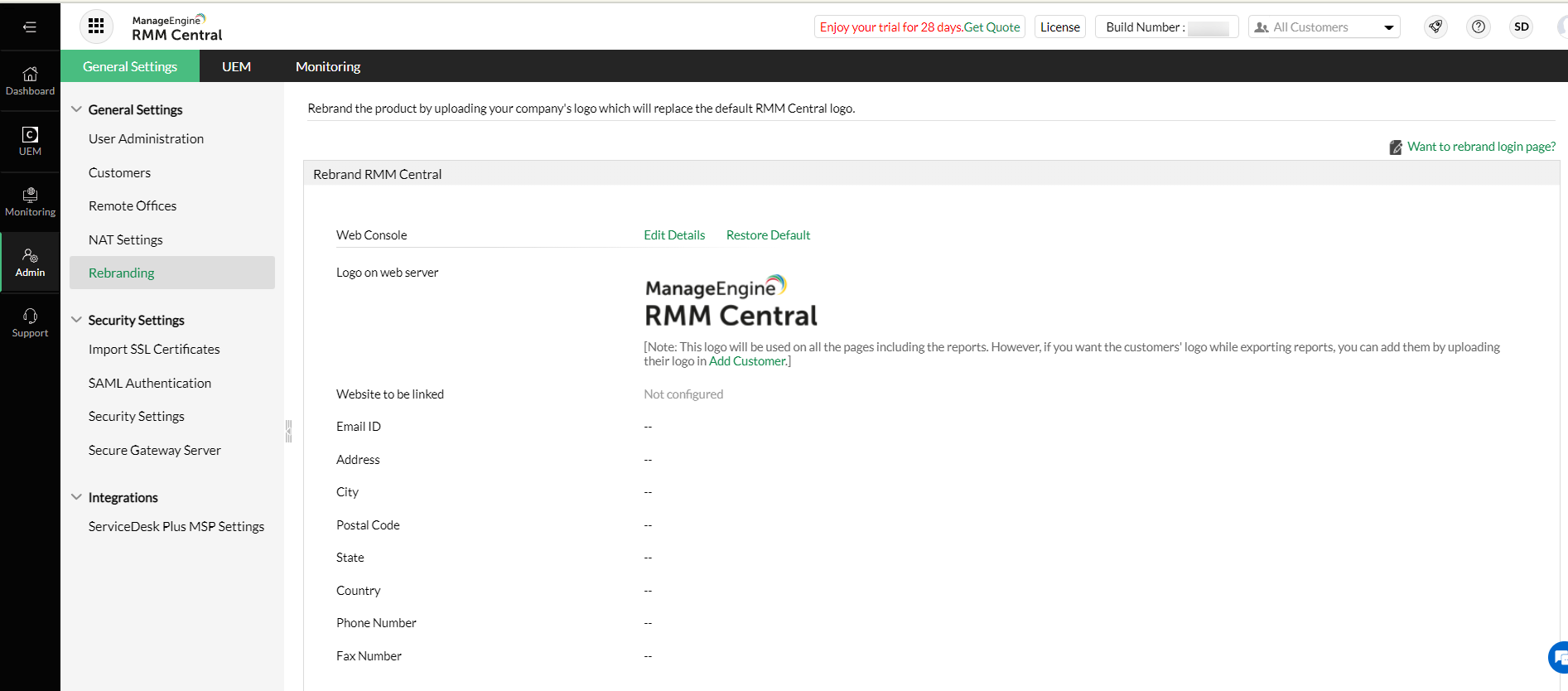 Rebranding Rmm Central Manageengine