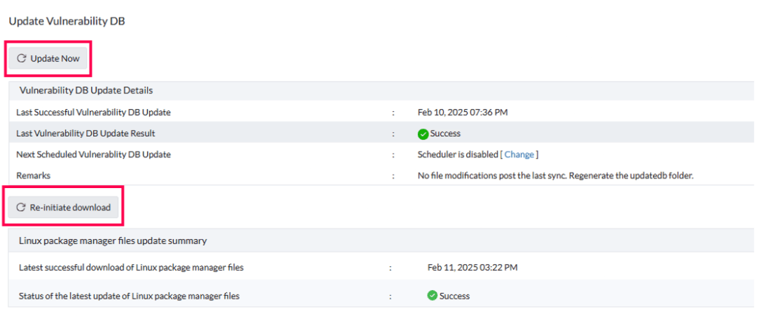 Vulnerability DB Sync Vulnerability DB Sync