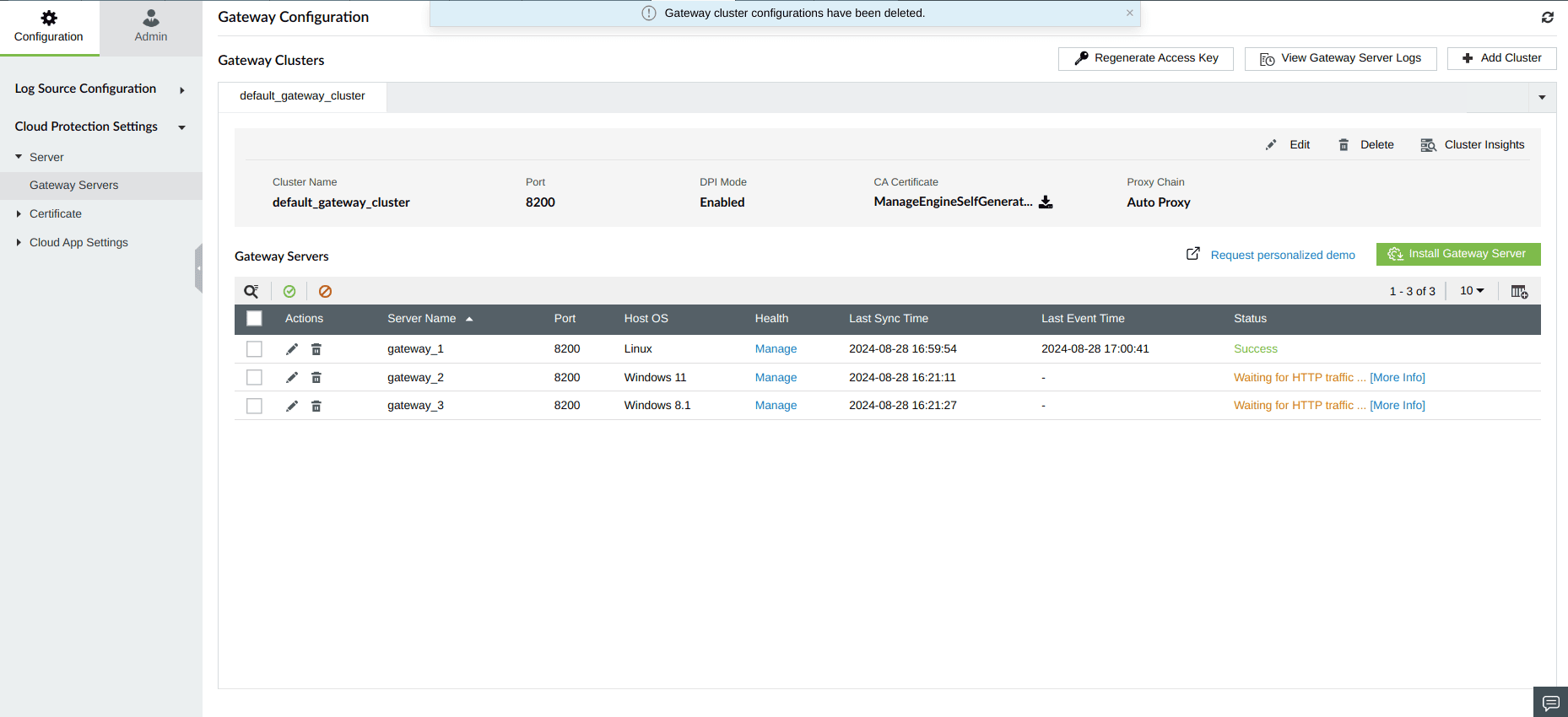 Configuring Gateway Server