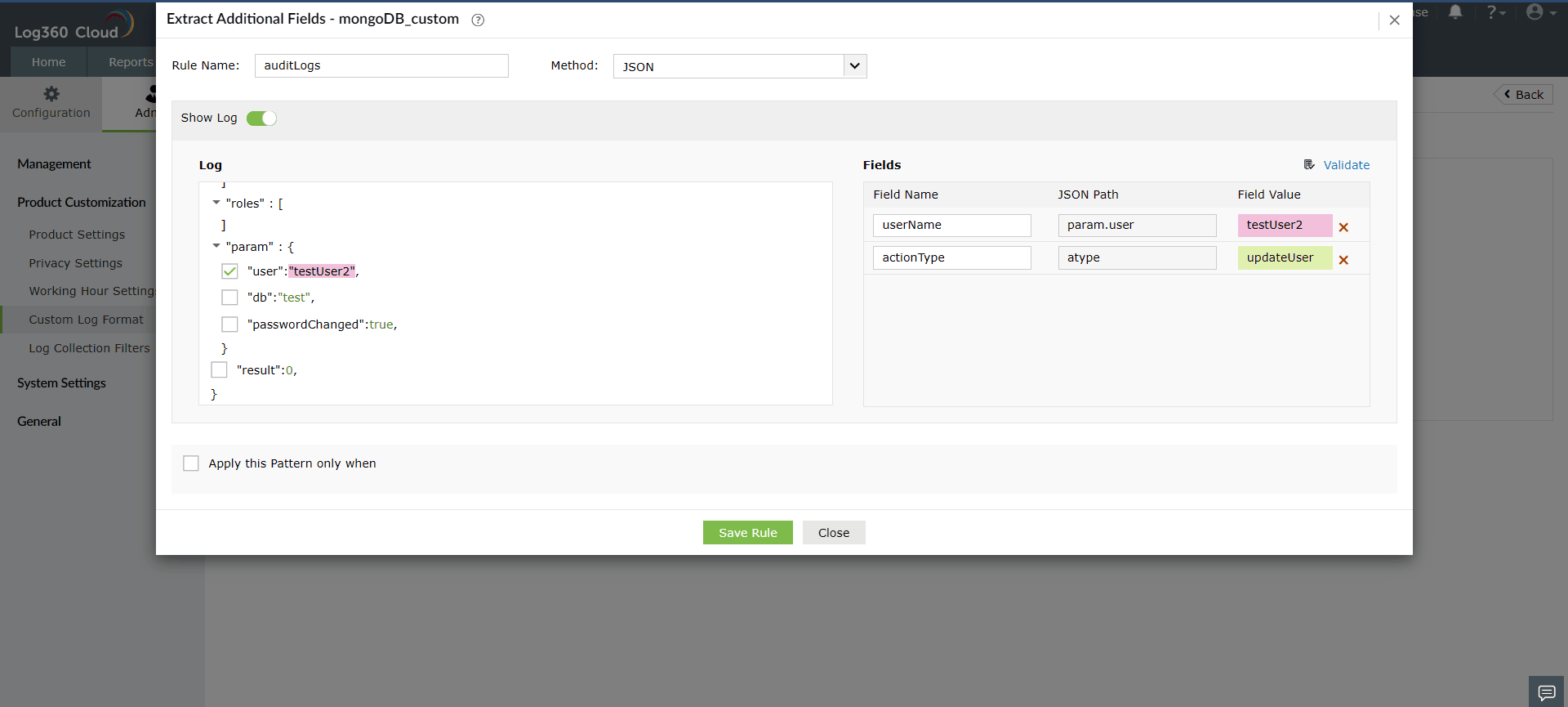 JSON parser rule creation with sample logs
