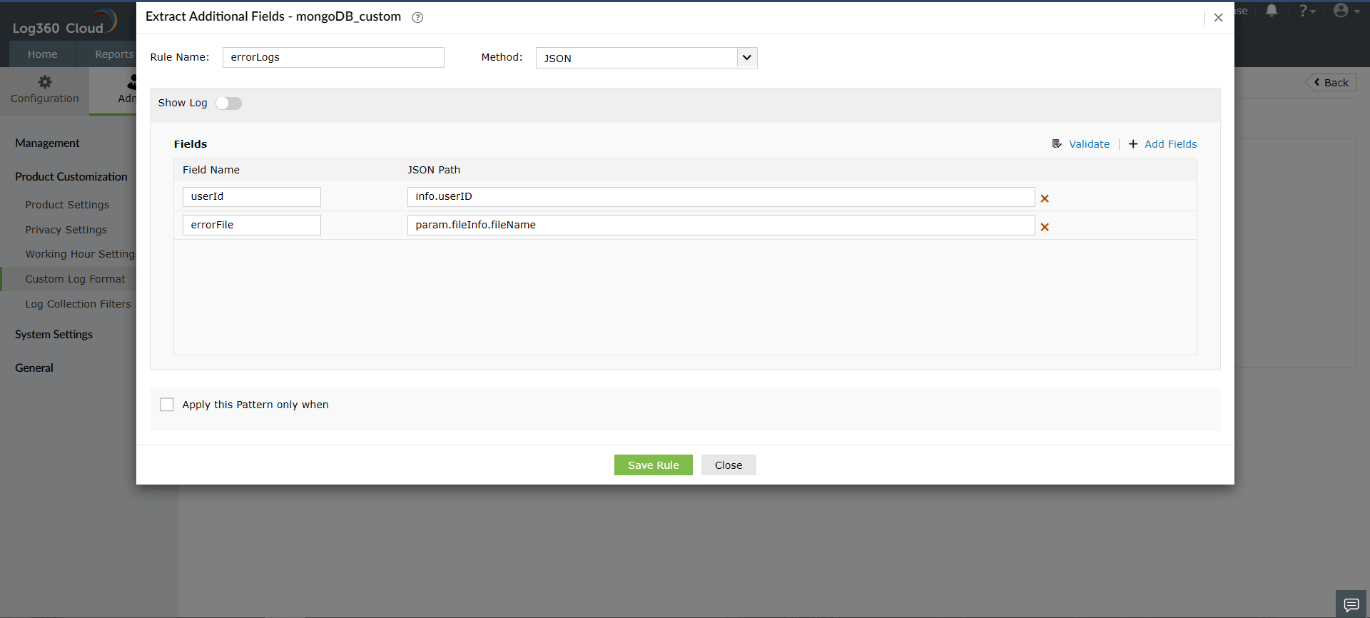 JSON parser rule creation with sample logs