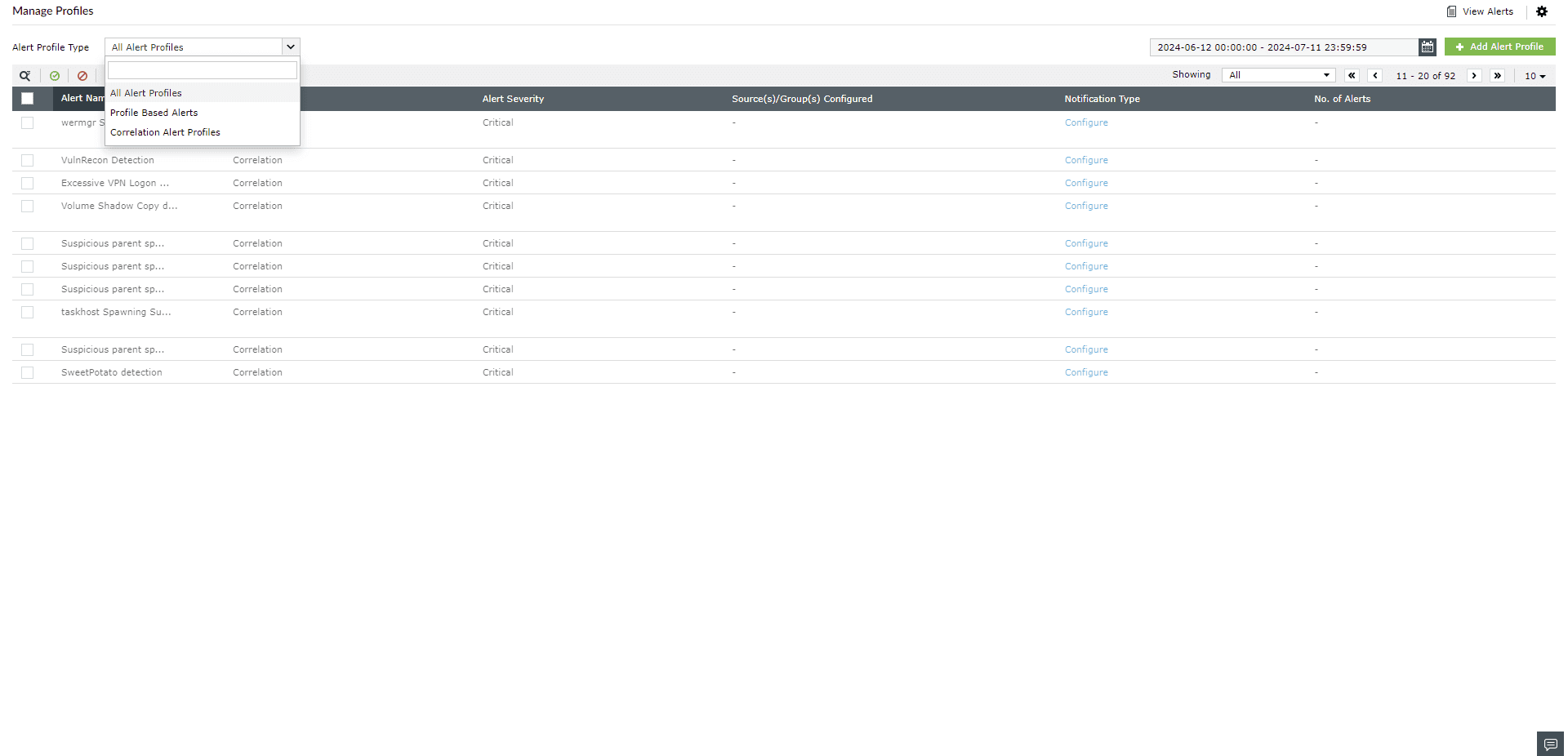 Creating Alert Profiles