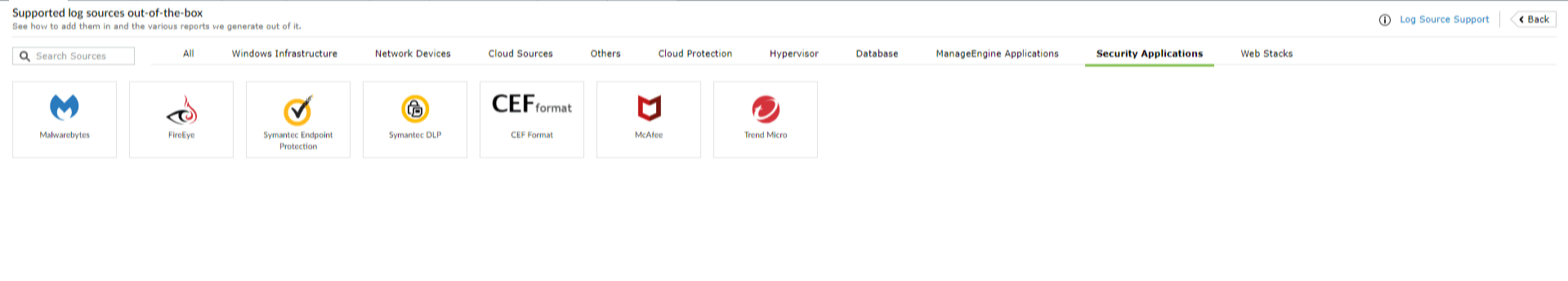 Supported Log Sources