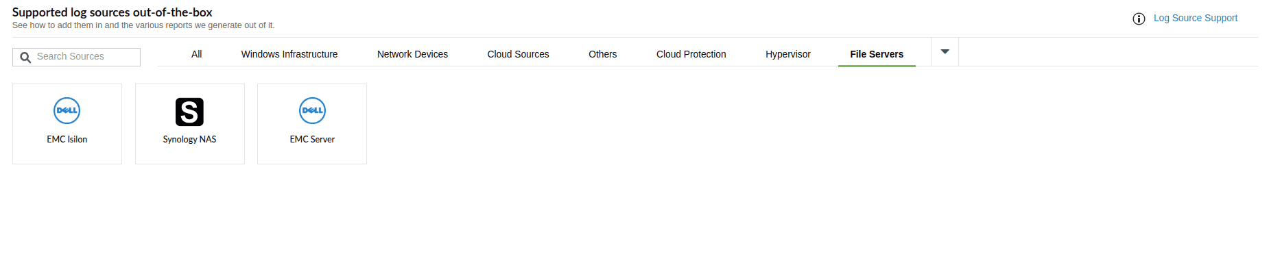 Supported Log Sources