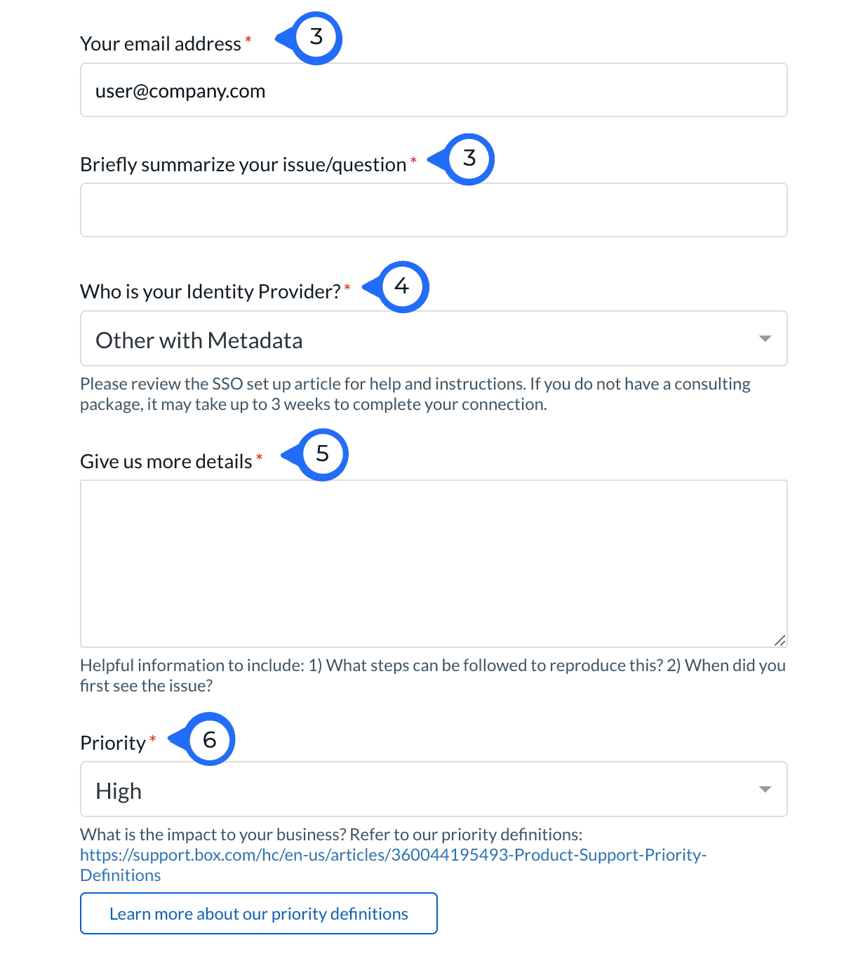 Box SSO Setup Support Form