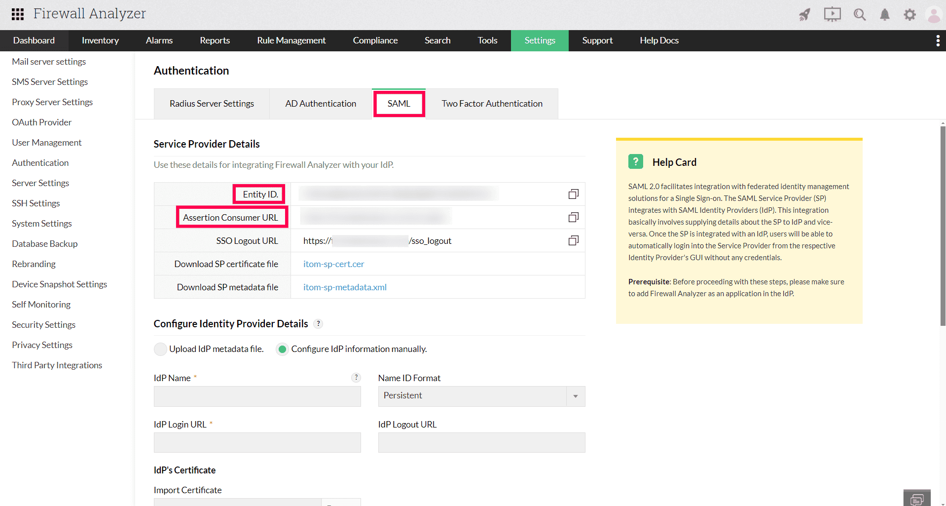 Firewall Analyzer Set up SSO