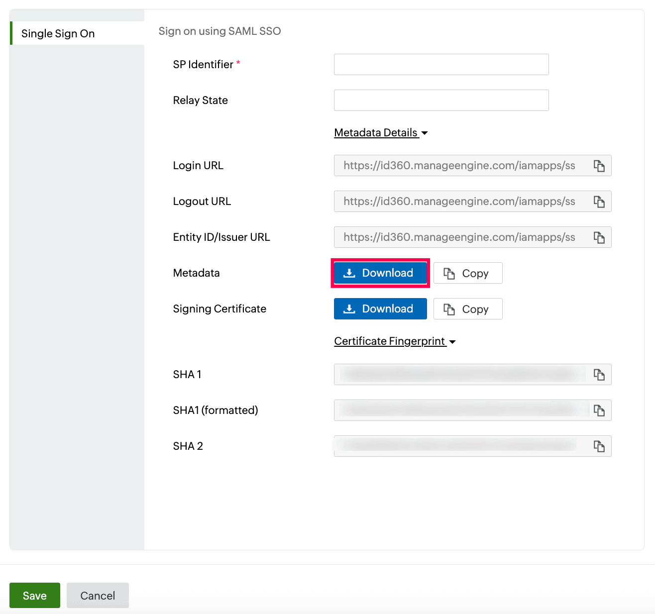  Identity360 application configuration Integration Settings