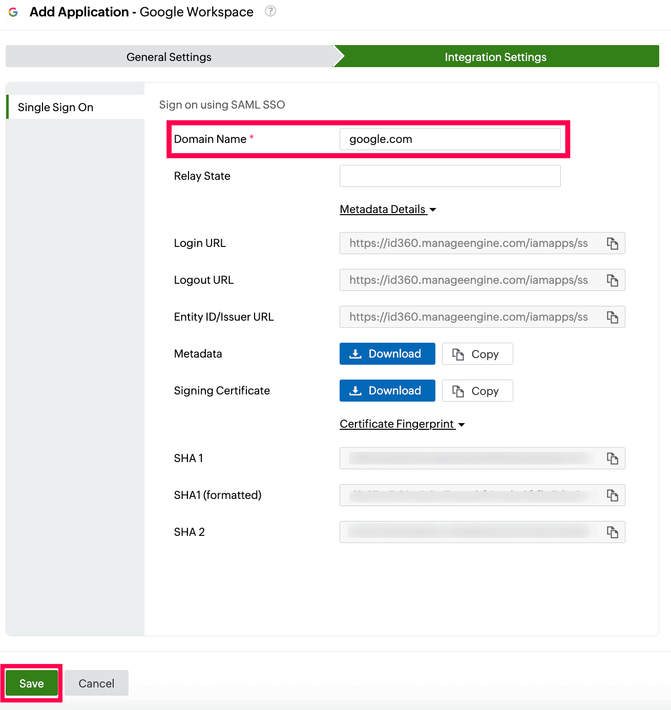 Identity360 application configuration