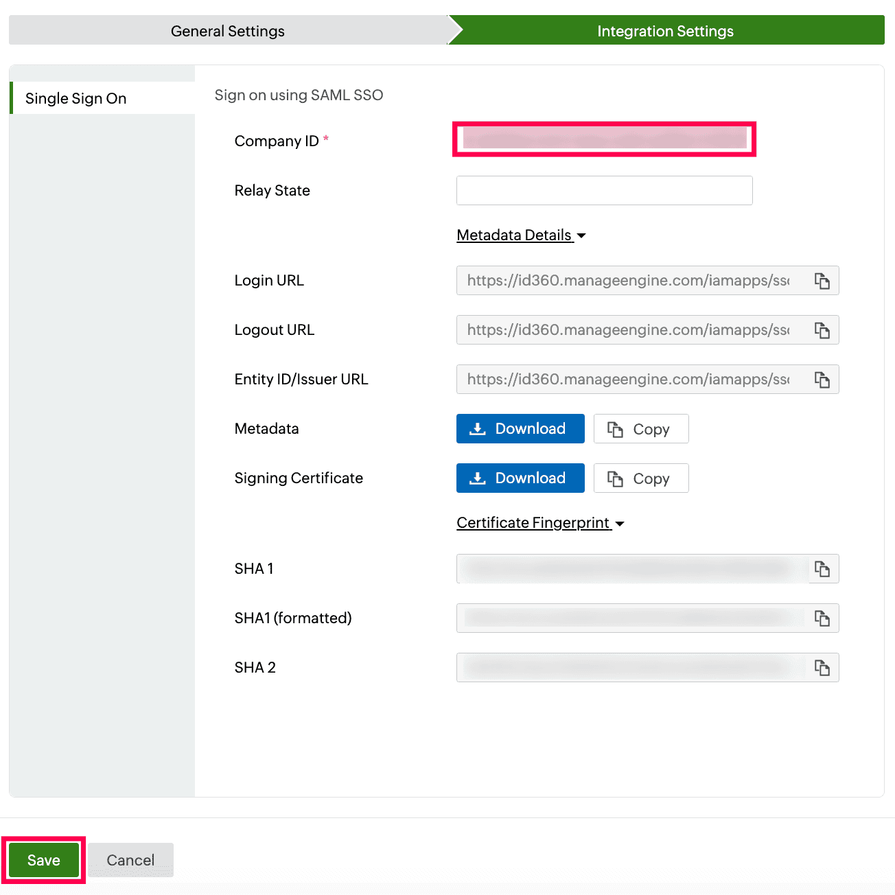 Identity360 application configuration