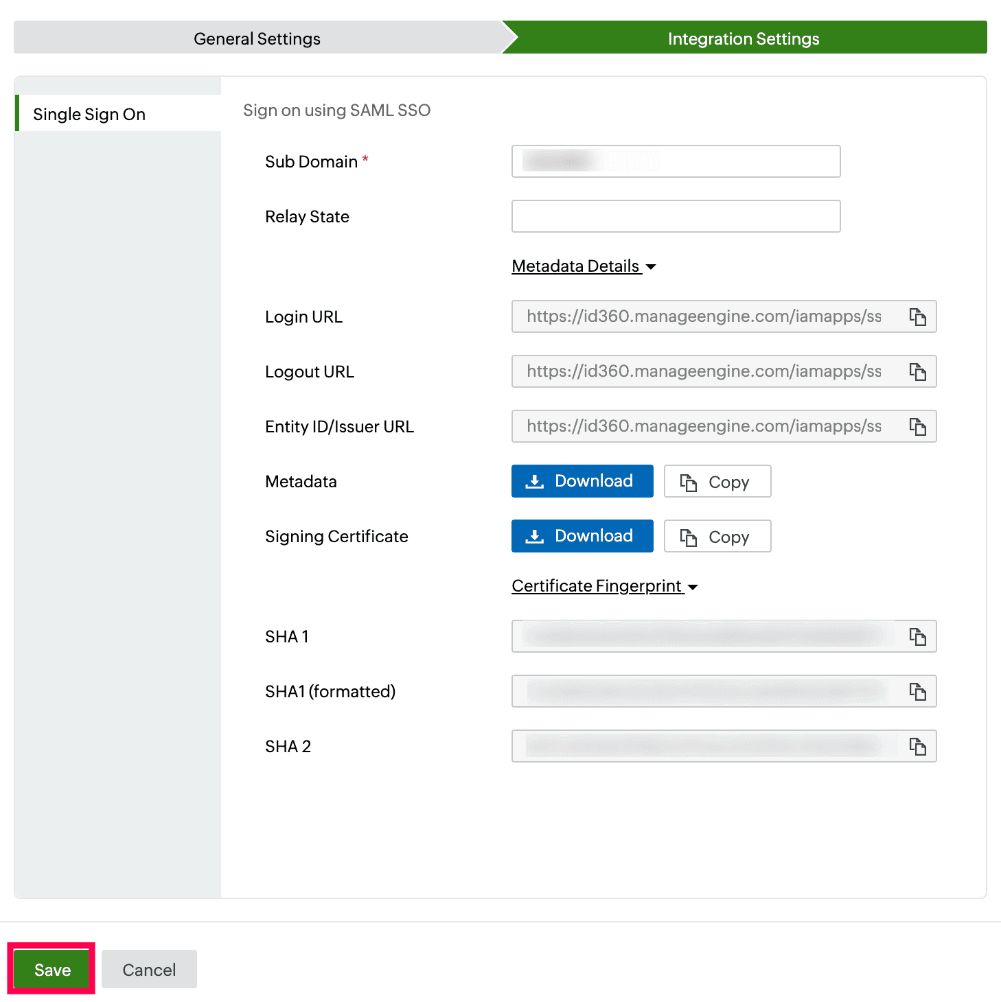 Identity360 application configuration