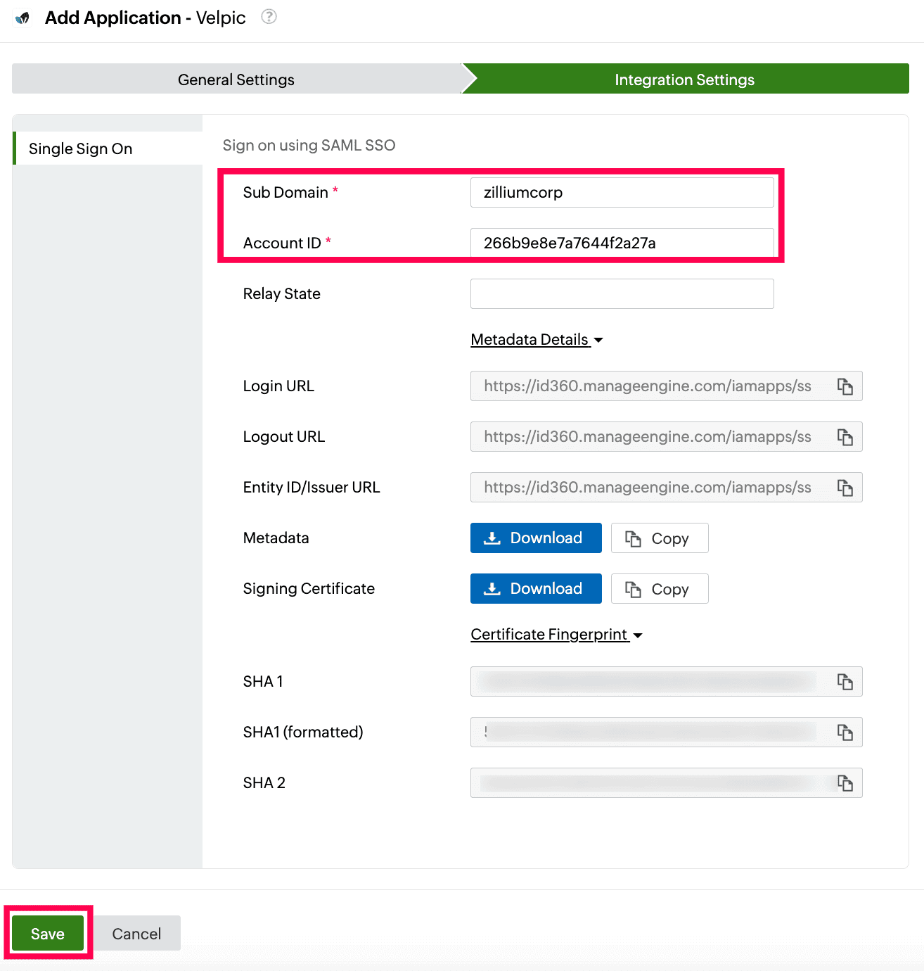 Identity360 application configuration