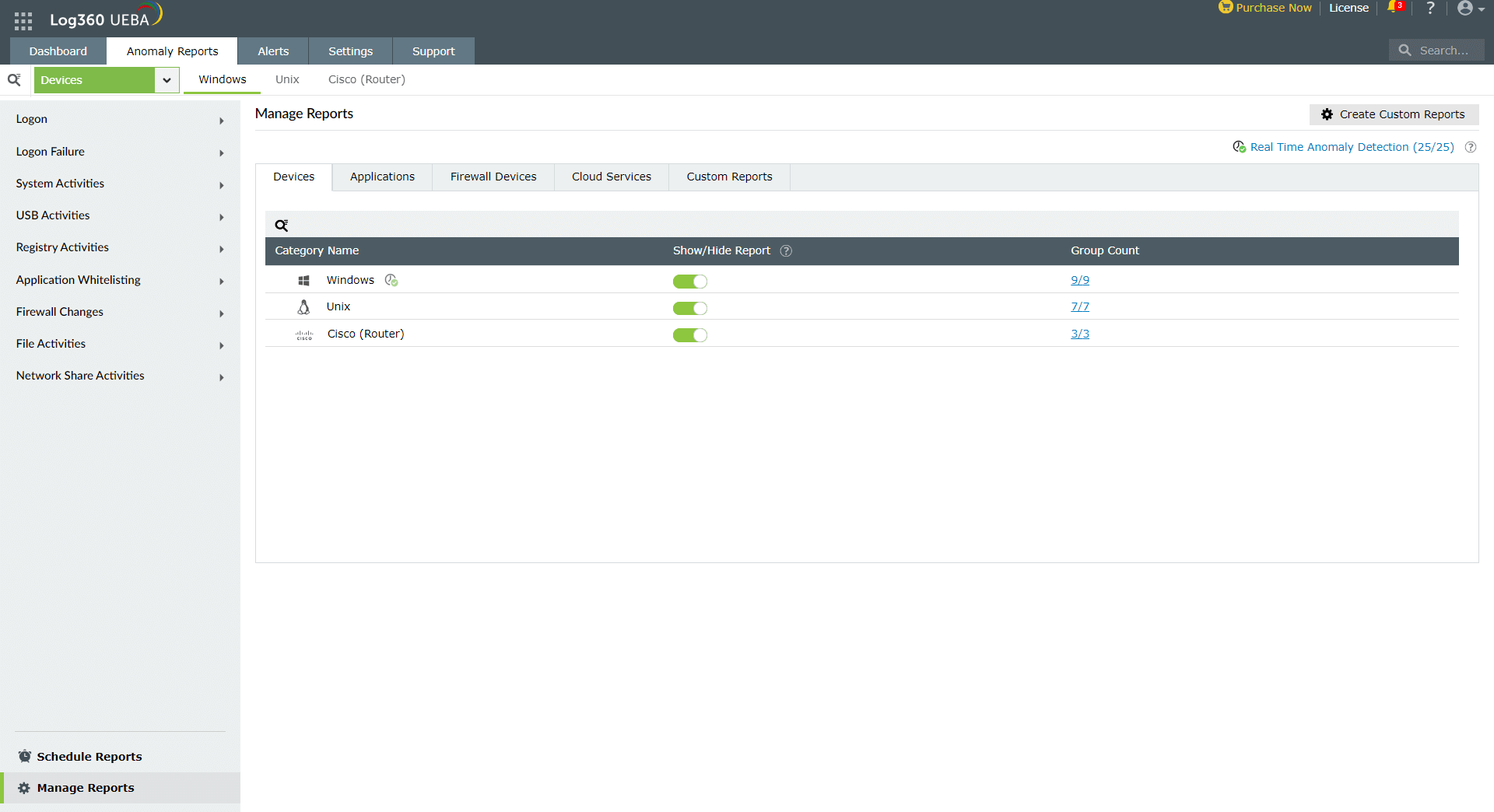 Here are the steps to manage reports