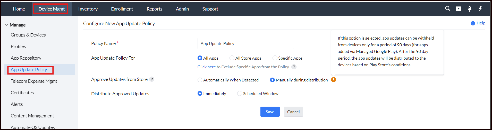 Updating MDM app using Play for Work