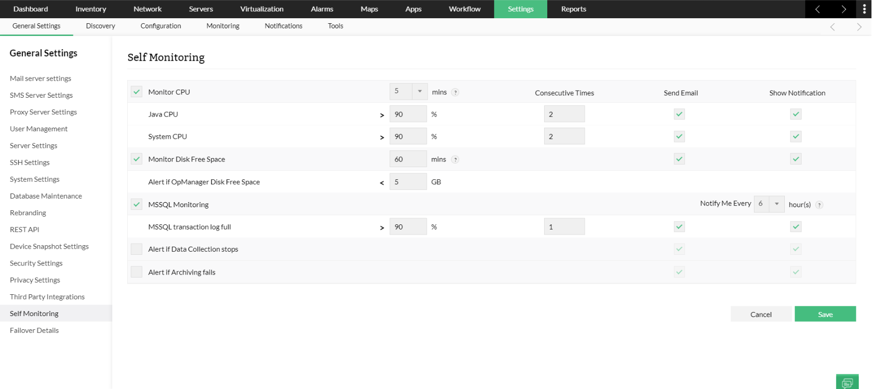 Monitor CPU in OpManager