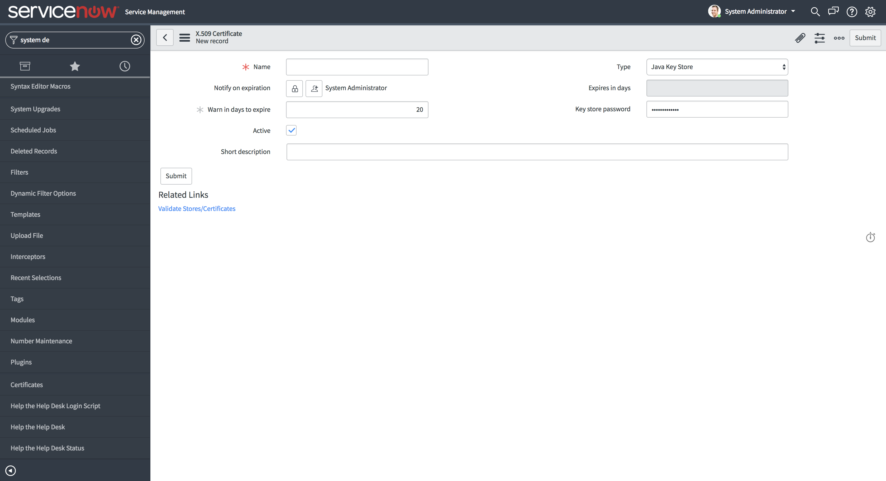 Integrating OpManager with ServiceNow using 3rd party / self signed SSL