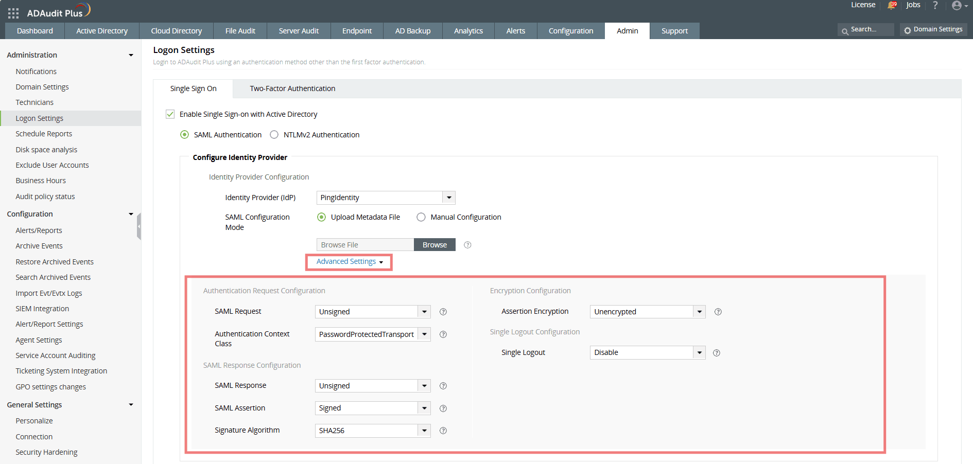 Configure ADAudit Plus in Ping Identity