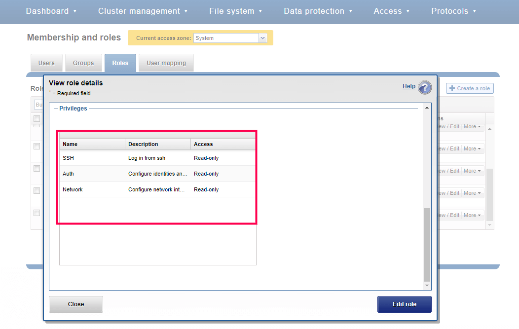 Privileges required for effective EMC Isilon auditing
