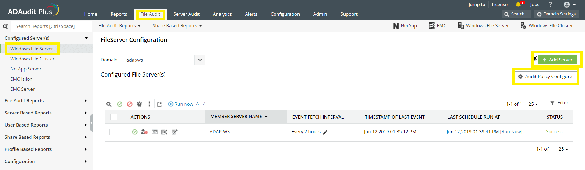 Configuring audit policies - Automatic configuration