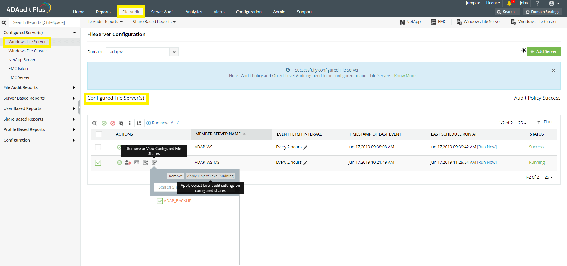 Configure object-level auditing - Automatic configuration
