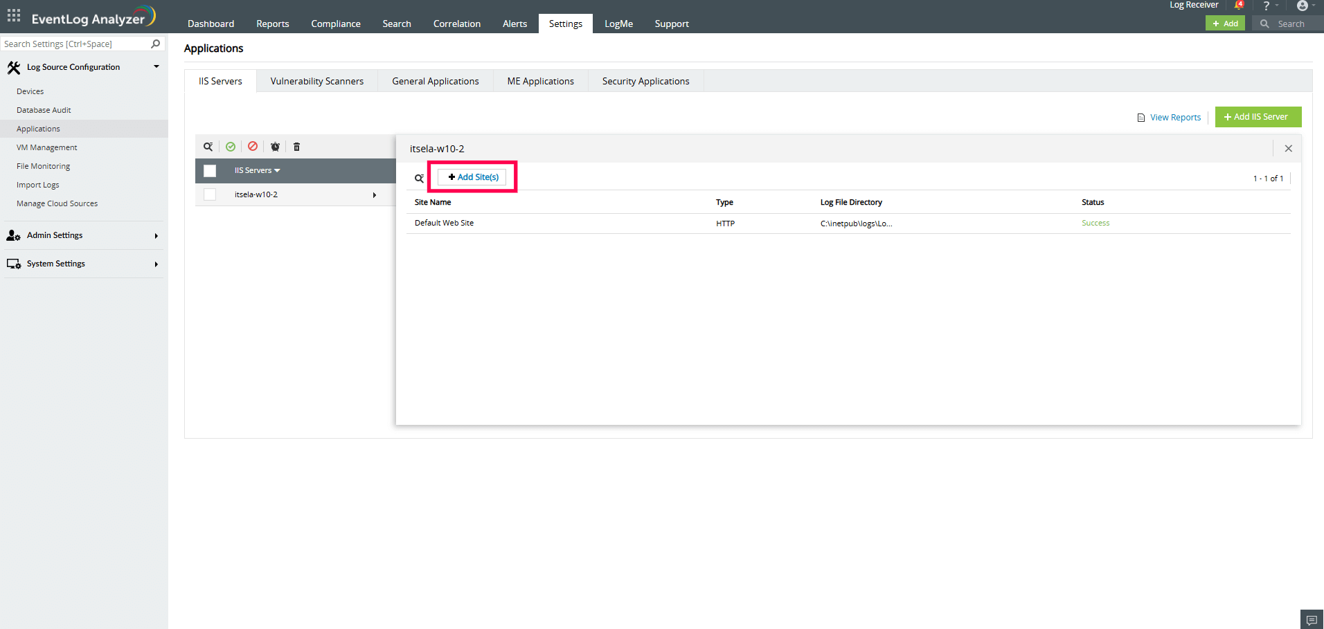 Configuring an IIS site
