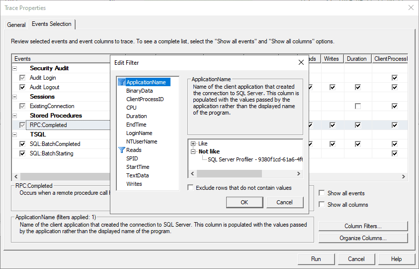 Enable SQL Trace for auditing